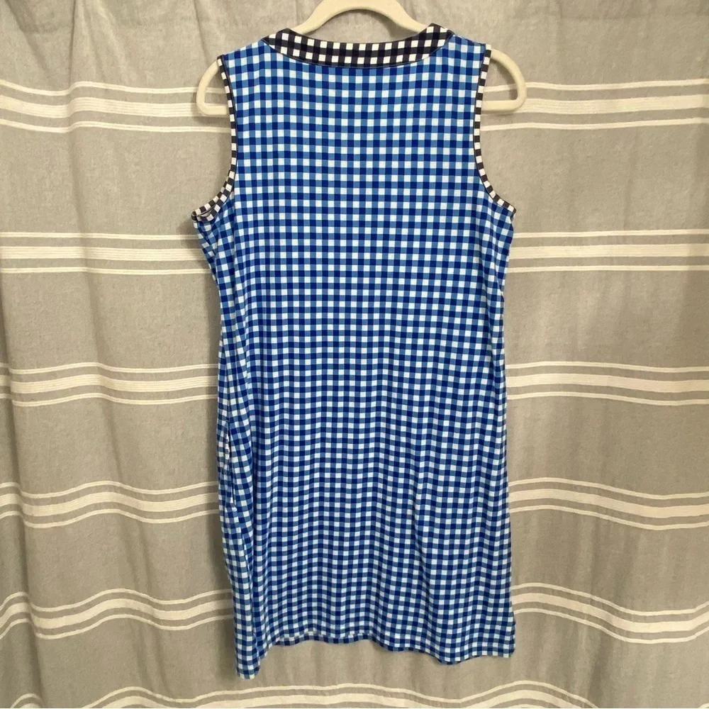 LAND'S END x DRAPER JAMES / Blue Gingham Shift Dress Size M (10-12)